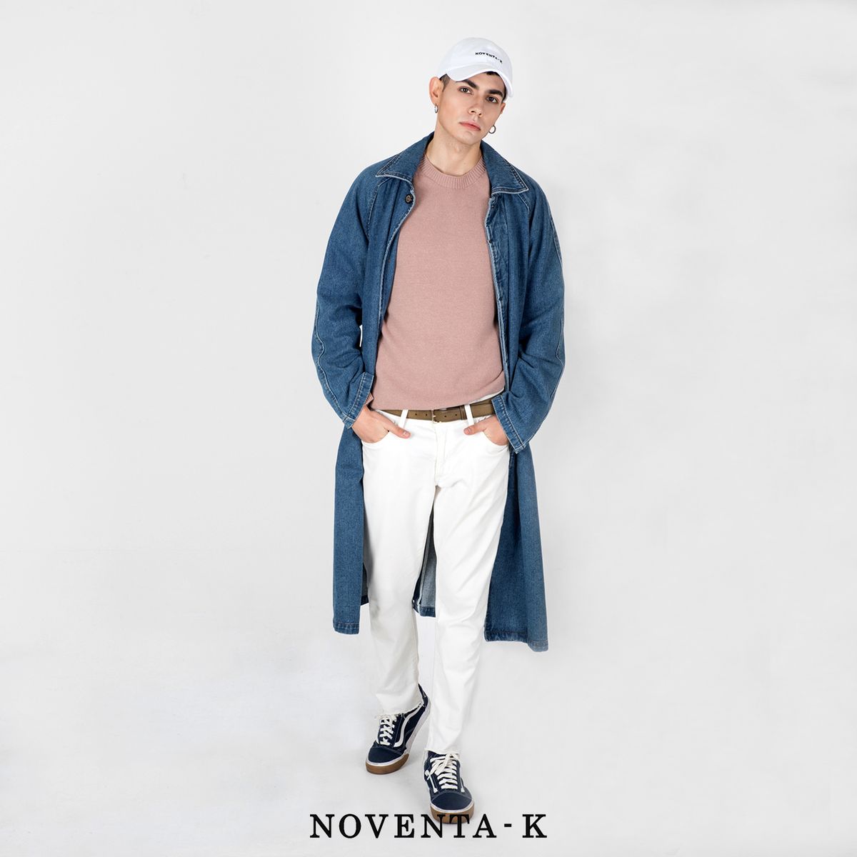 노벤타 케이(NOVENTA-K) 홀가먼트 라운드 니트 Pink beige