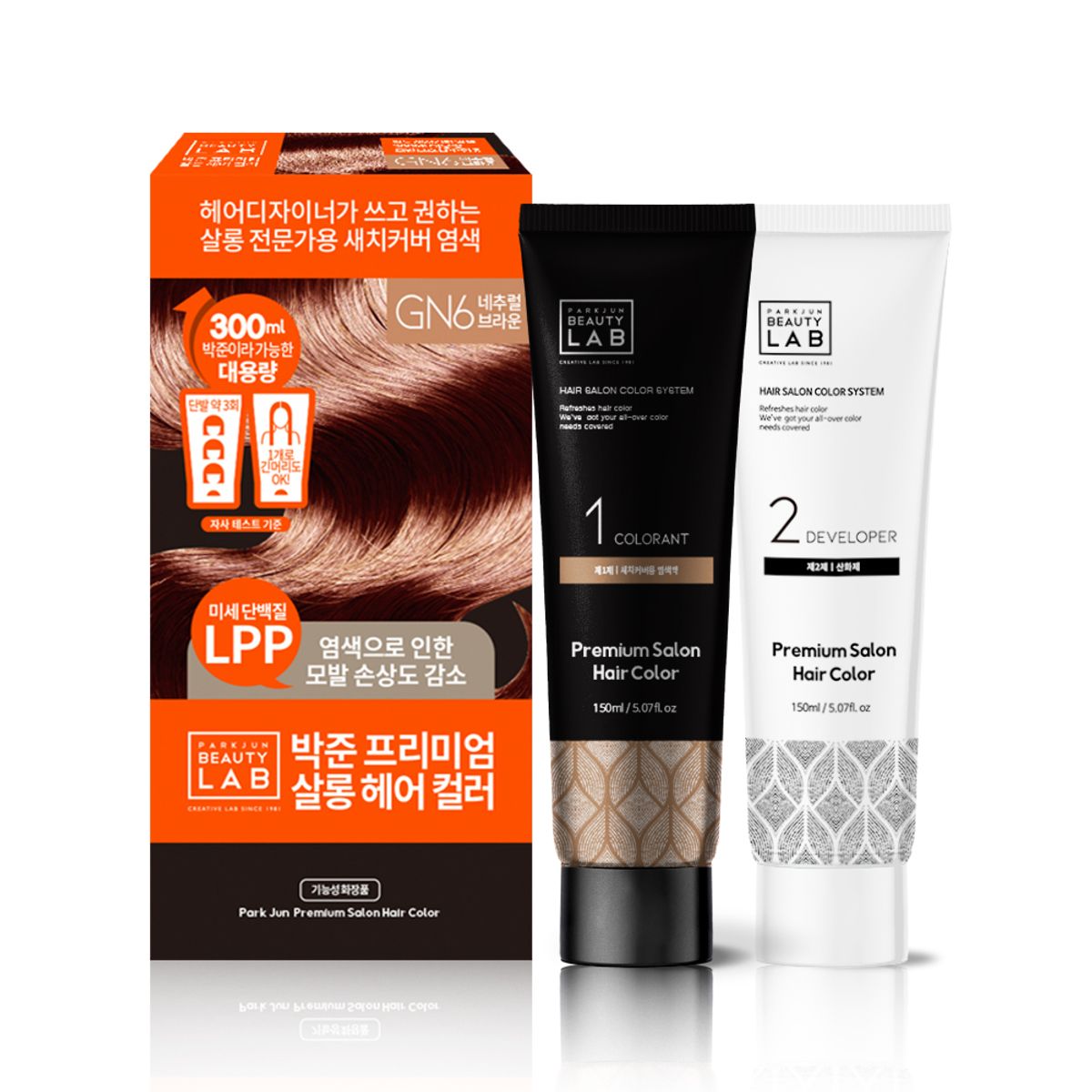 박준뷰티랩(PARKJUN BEAUTYLAB) 헤어 살롱 대용량 새치커버 컬러 염색약 패키지 300ml 4종 택1