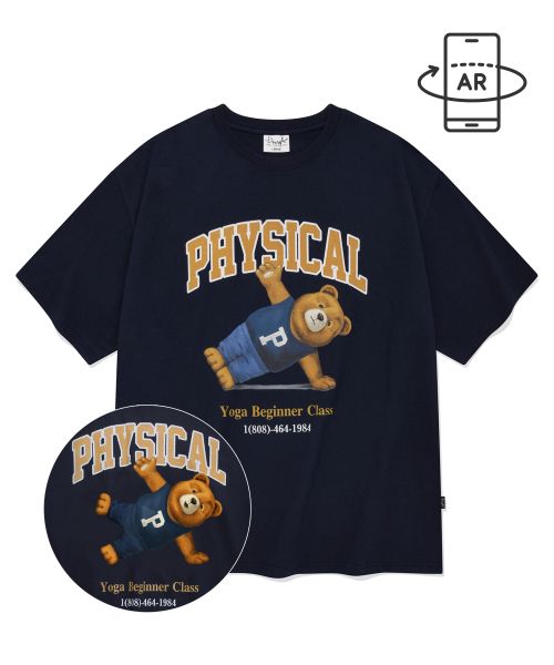 MUSINSA | PHYPS Yoga Bear Short Sleeve T-Shirt_Navy