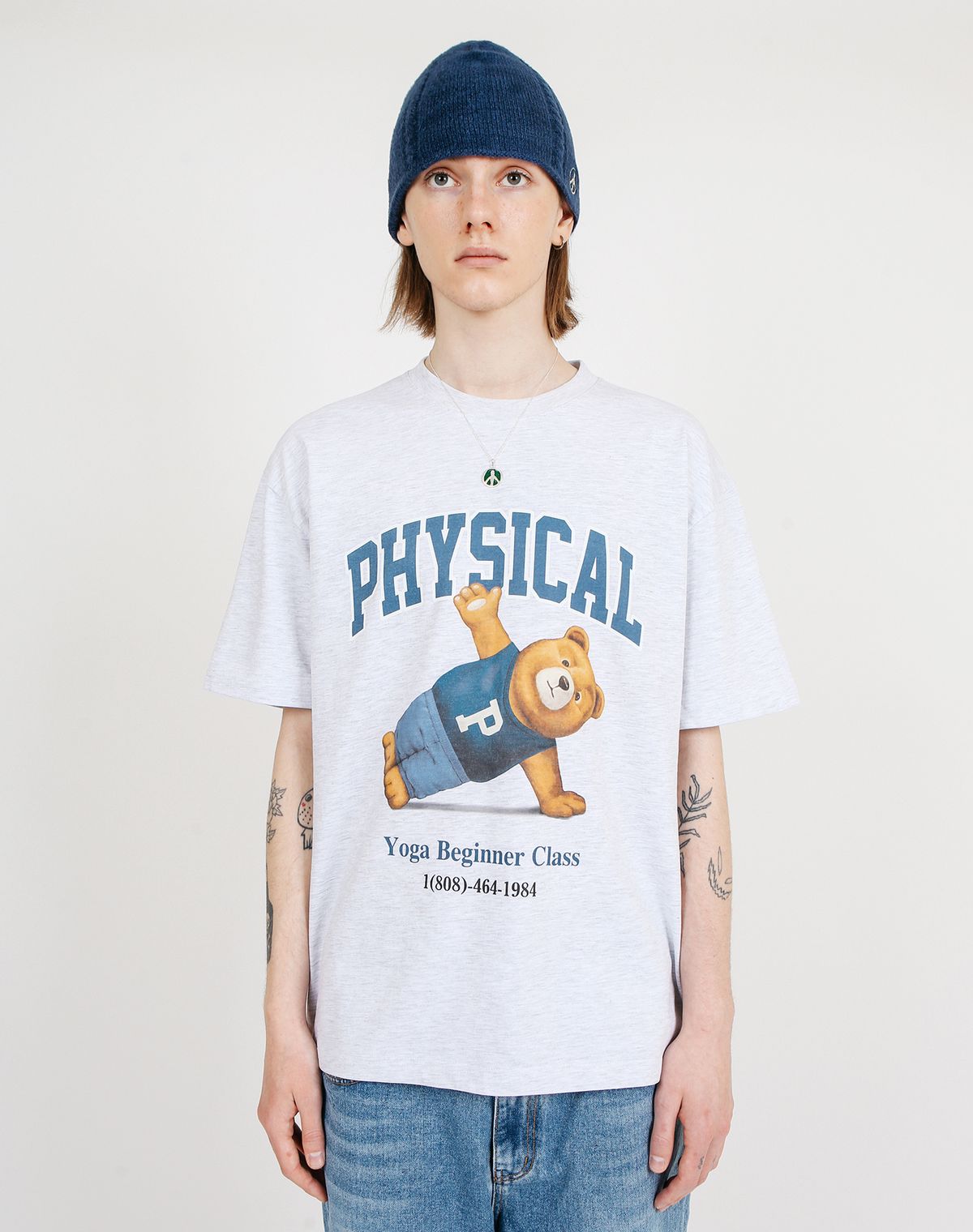 피지컬 디파트먼트(PHYSICAL DEPARTMENT) 요가 베어 반팔티셔츠_라이트 그레이