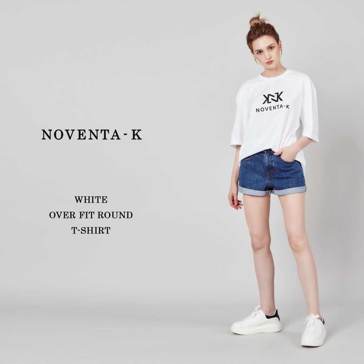 노벤타 케이(NOVENTA-K) 오버핏 라운드 반팔 티셔츠 WHITE