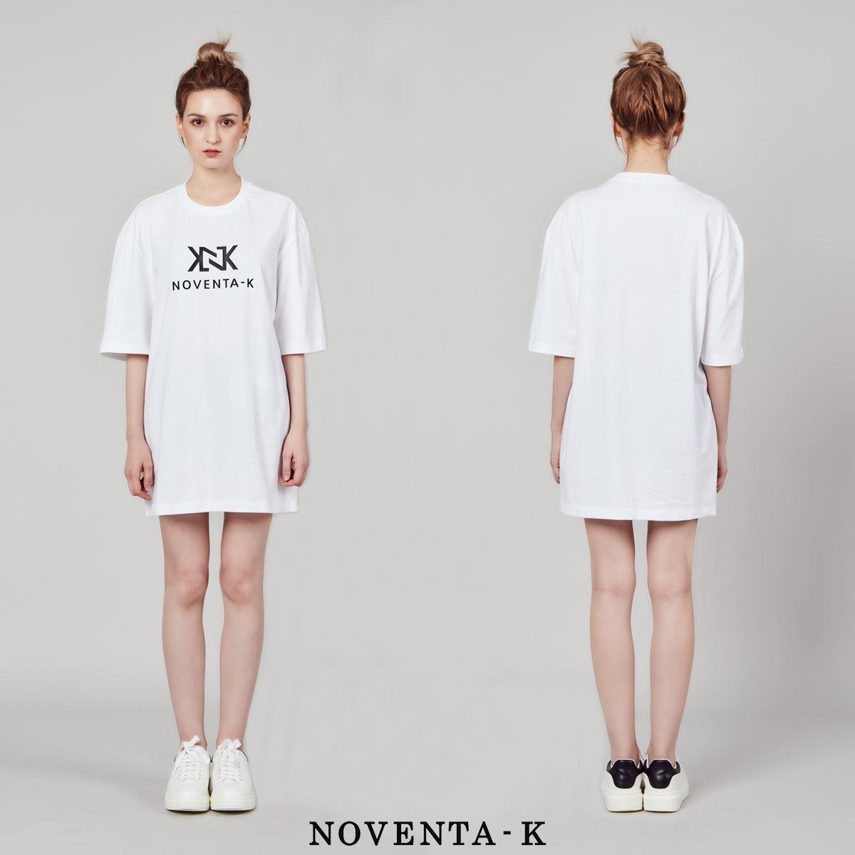 노벤타 케이(NOVENTA-K) 오버핏 라운드 반팔 티셔츠 WHITE