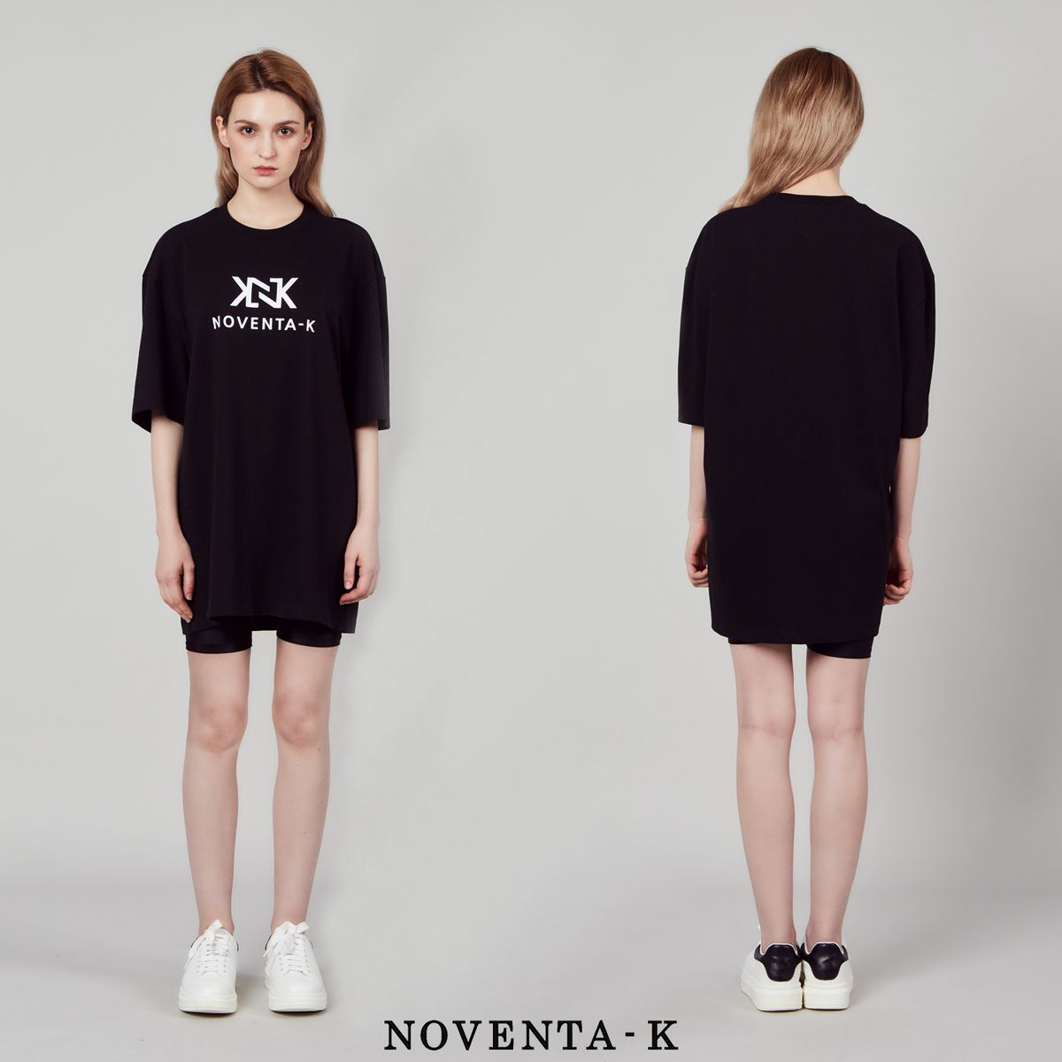 노벤타 케이(NOVENTA-K) 오버핏 라운드 반팔 티셔츠 Black