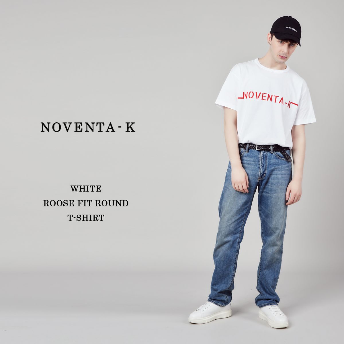 노벤타 케이(NOVENTA-K) 루즈핏 라운드 반팔 티셔츠 White