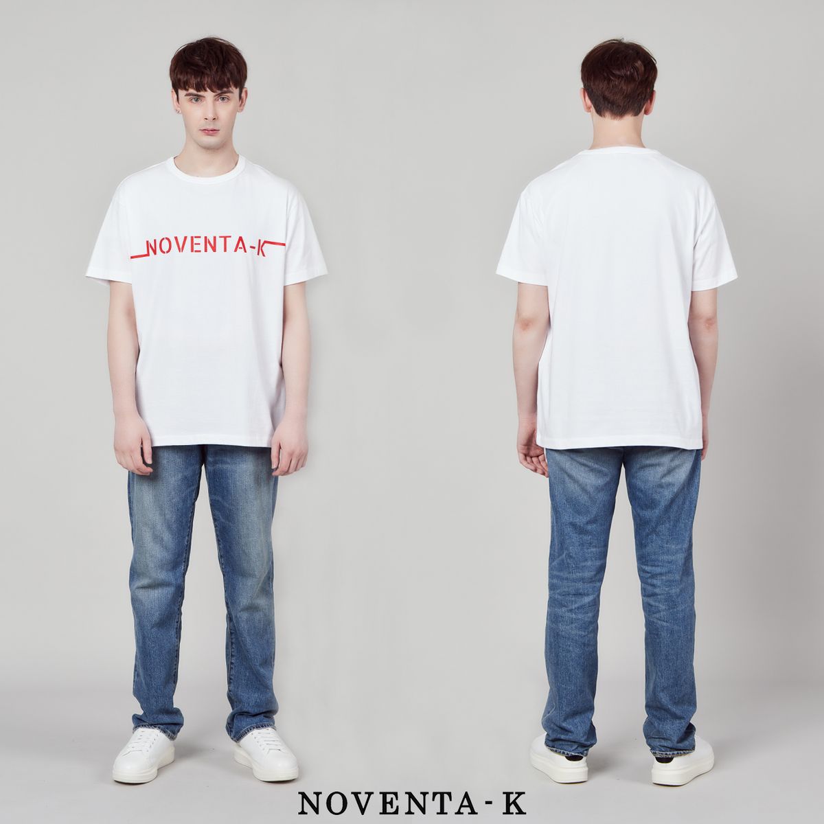 노벤타 케이(NOVENTA-K) 루즈핏 라운드 반팔 티셔츠 White