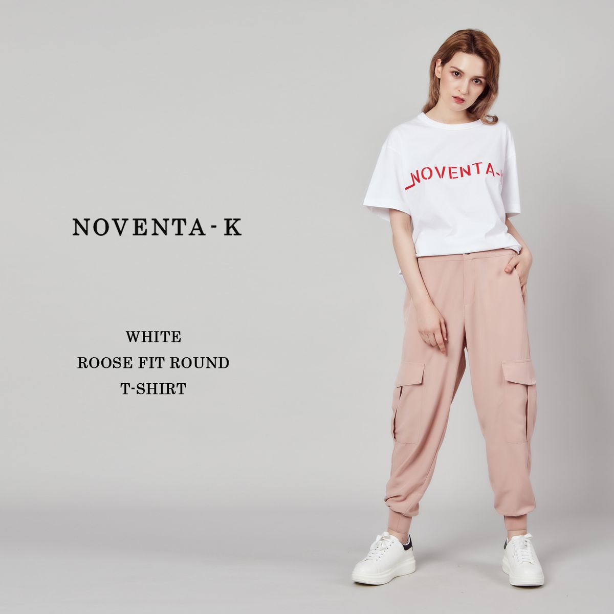 노벤타 케이(NOVENTA-K) 루즈핏 라운드 반팔 티셔츠 White