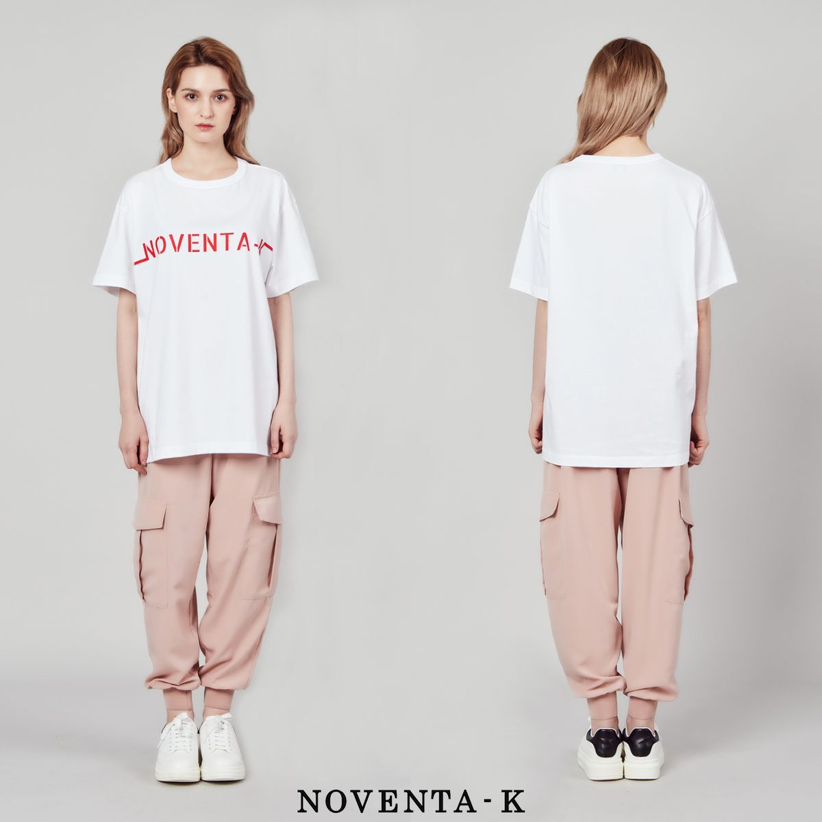 노벤타 케이(NOVENTA-K) 루즈핏 라운드 반팔 티셔츠 White