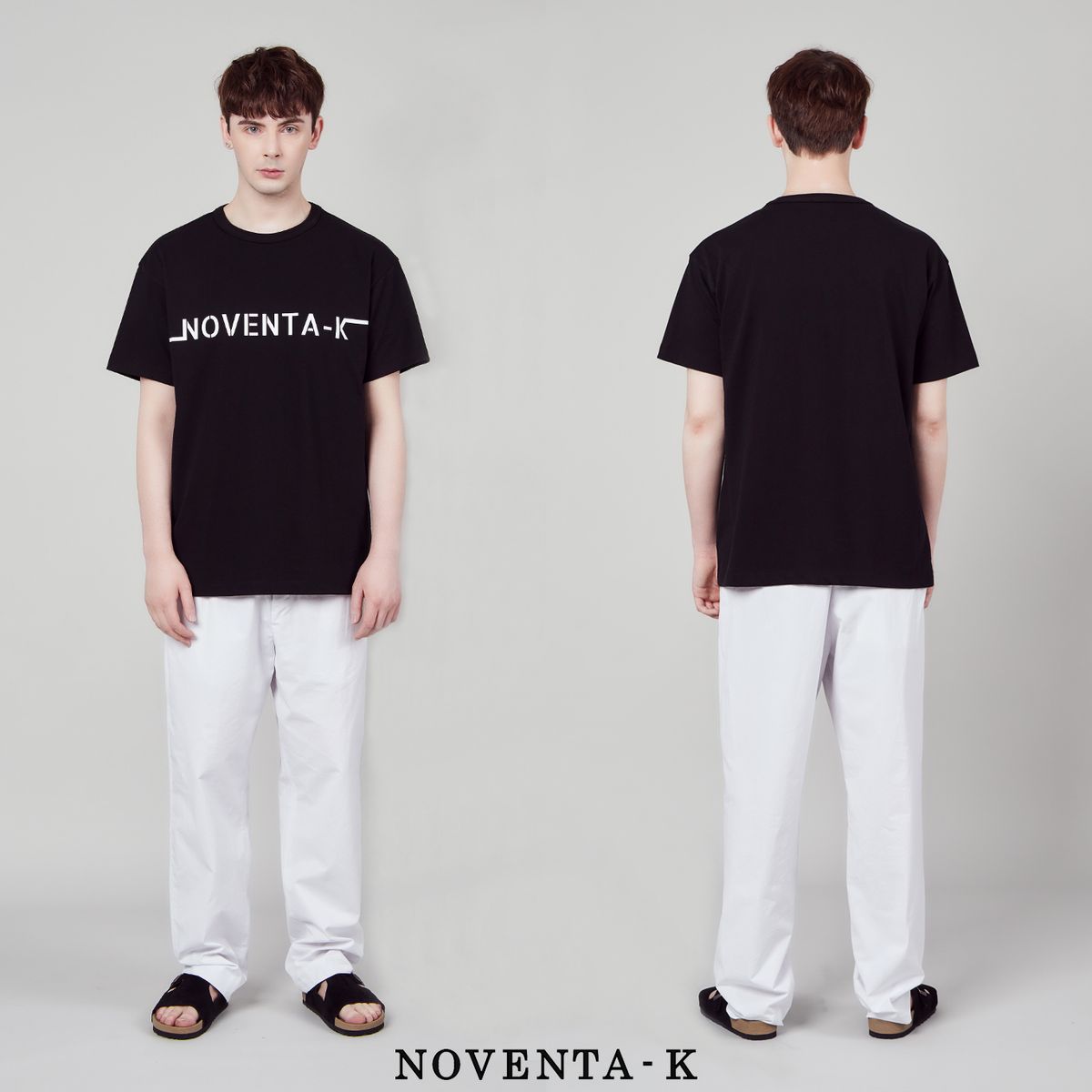 노벤타 케이(NOVENTA-K) 루즈핏 라운드 반팔 티셔츠 Black