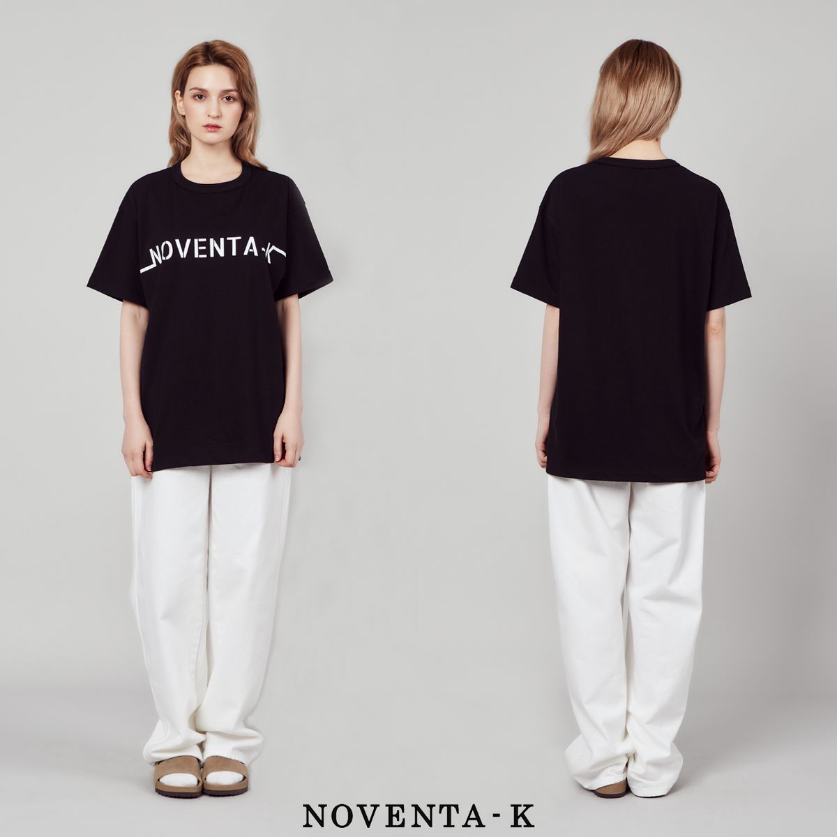 노벤타 케이(NOVENTA-K) 루즈핏 라운드 반팔 티셔츠 Black