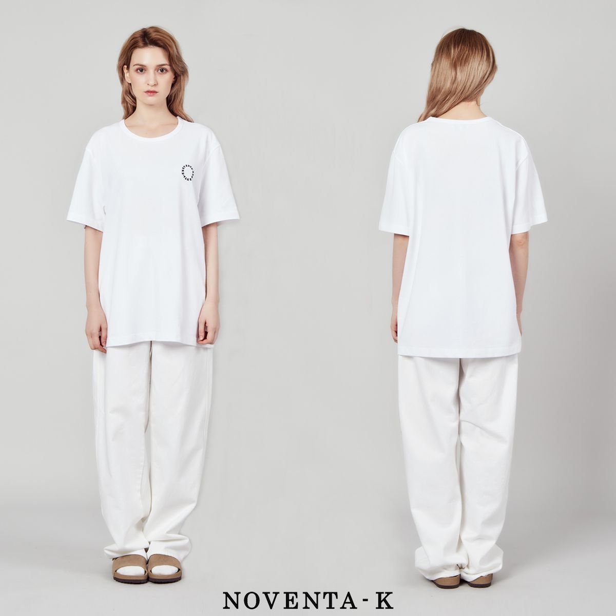 노벤타 케이(NOVENTA-K) 라운드 피케 반팔 티셔츠 White