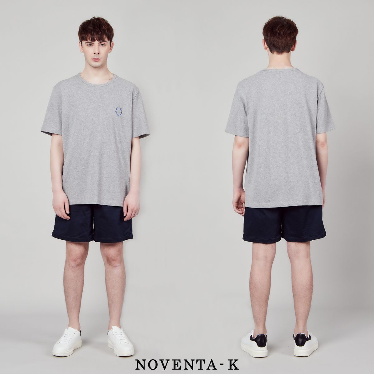 노벤타 케이(NOVENTA-K) 라운드 피케 반팔 티셔츠 Melange grey