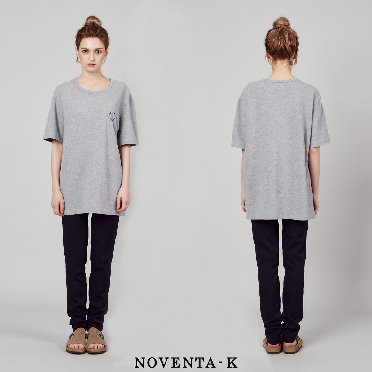 노벤타 케이(NOVENTA-K) 라운드 피케 반팔 티셔츠 Melange grey