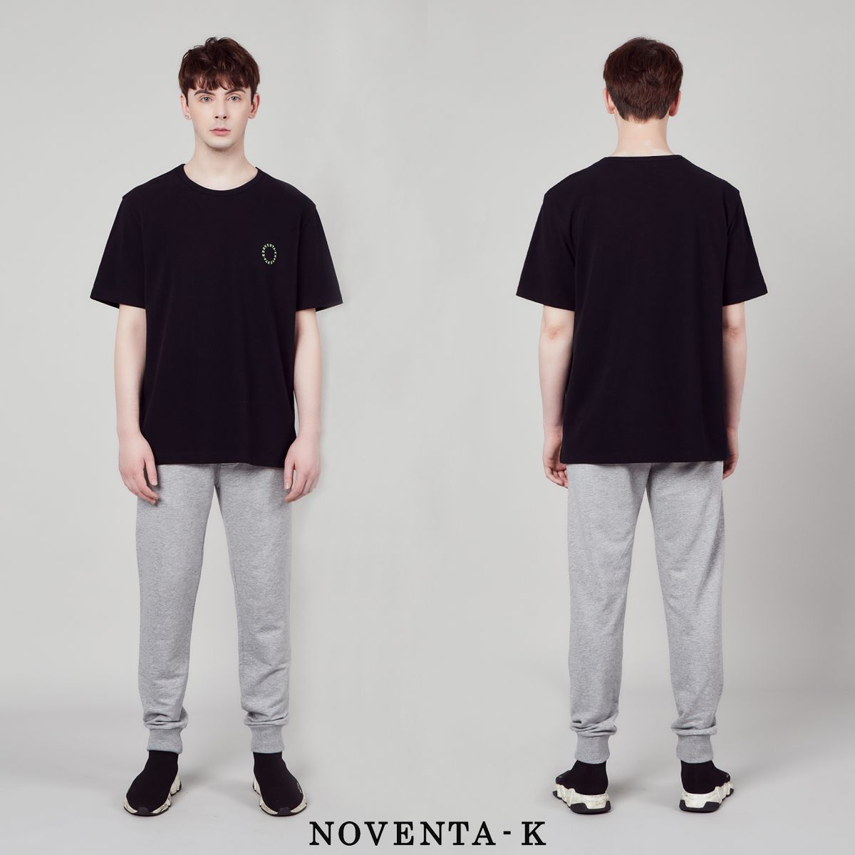 노벤타 케이(NOVENTA-K) 라운드 피케 반팔 티셔츠 Black