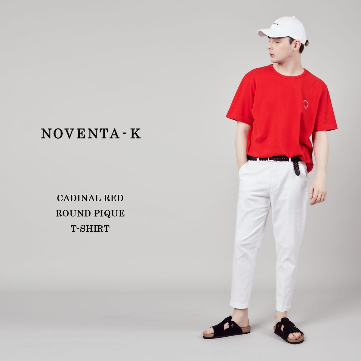 노벤타 케이(NOVENTA-K) 라운드 피케 반팔 티셔츠 Cardinal Red