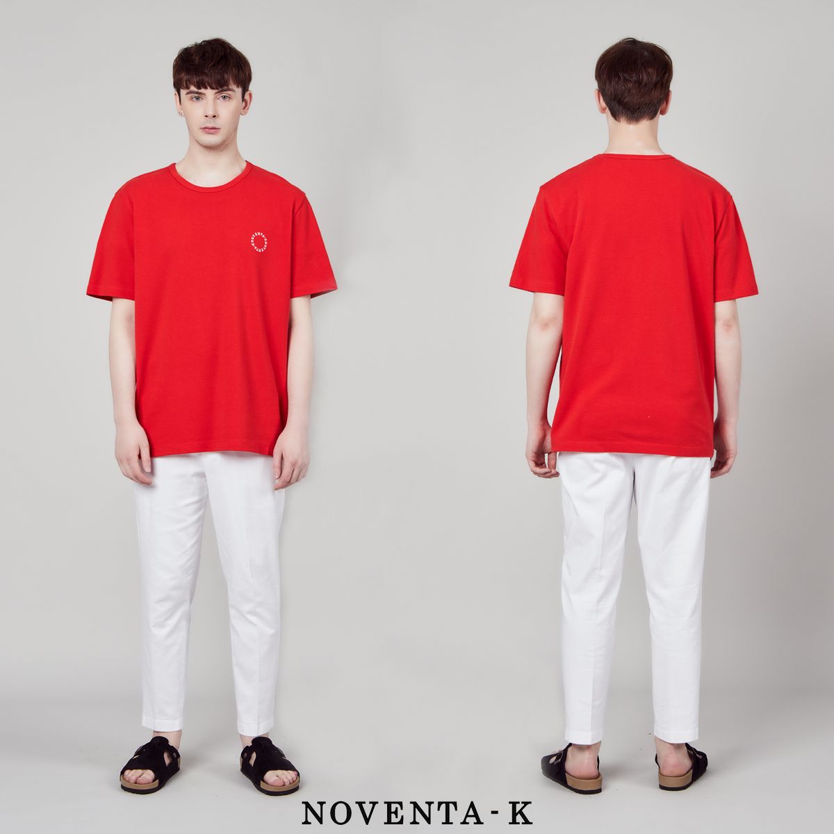 노벤타 케이(NOVENTA-K) 라운드 피케 반팔 티셔츠 Cardinal Red