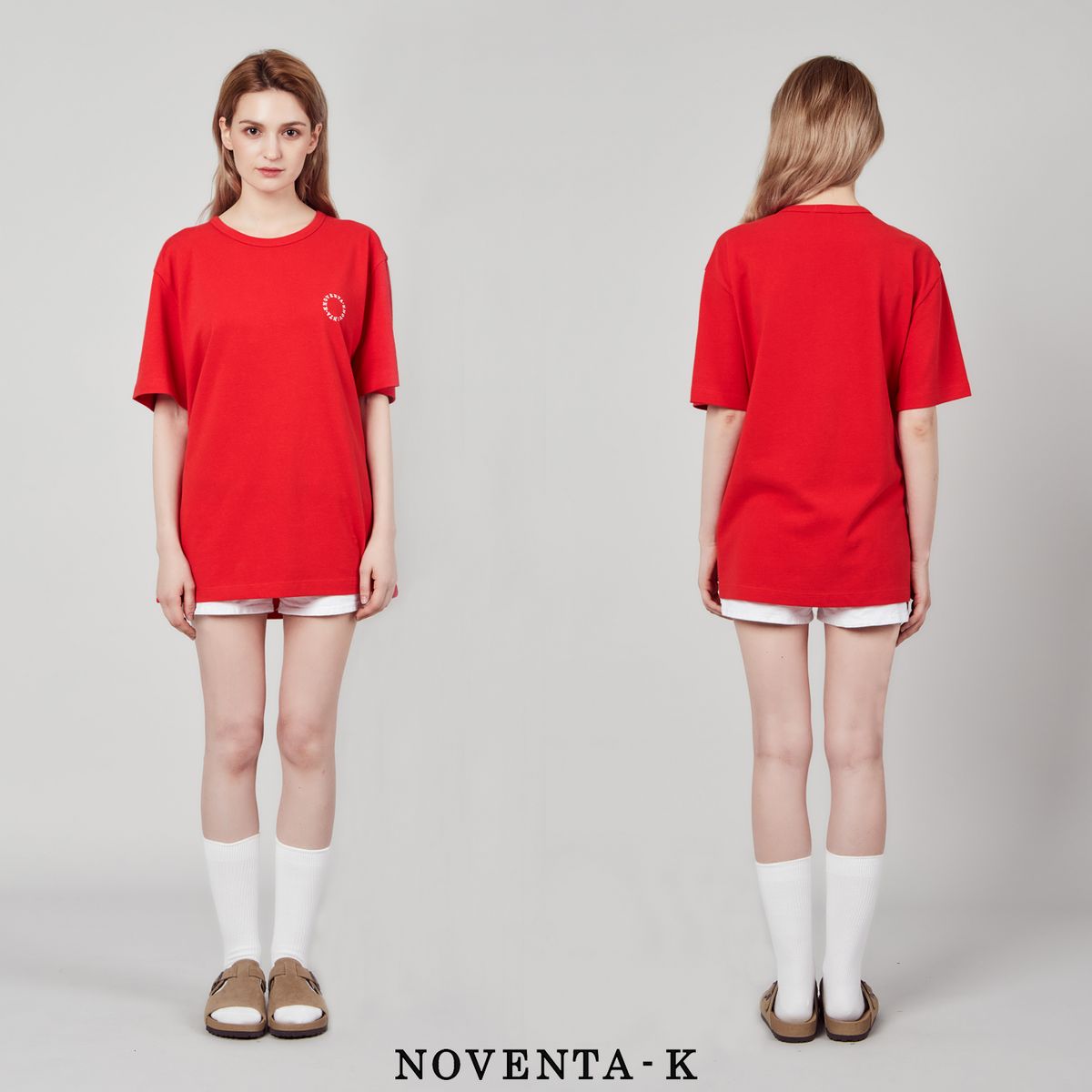 노벤타 케이(NOVENTA-K) 라운드 피케 반팔 티셔츠 Cardinal Red