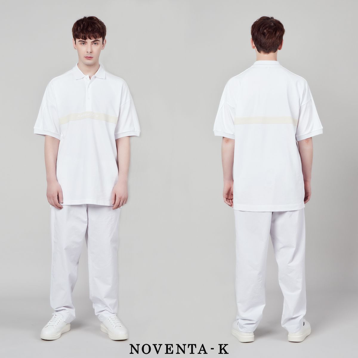 노벤타 케이(NOVENTA-K) 오버핏 피케 반팔 티셔츠 White