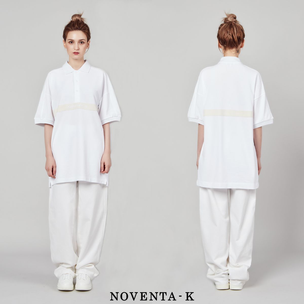 노벤타 케이(NOVENTA-K) 오버핏 피케 반팔 티셔츠 White