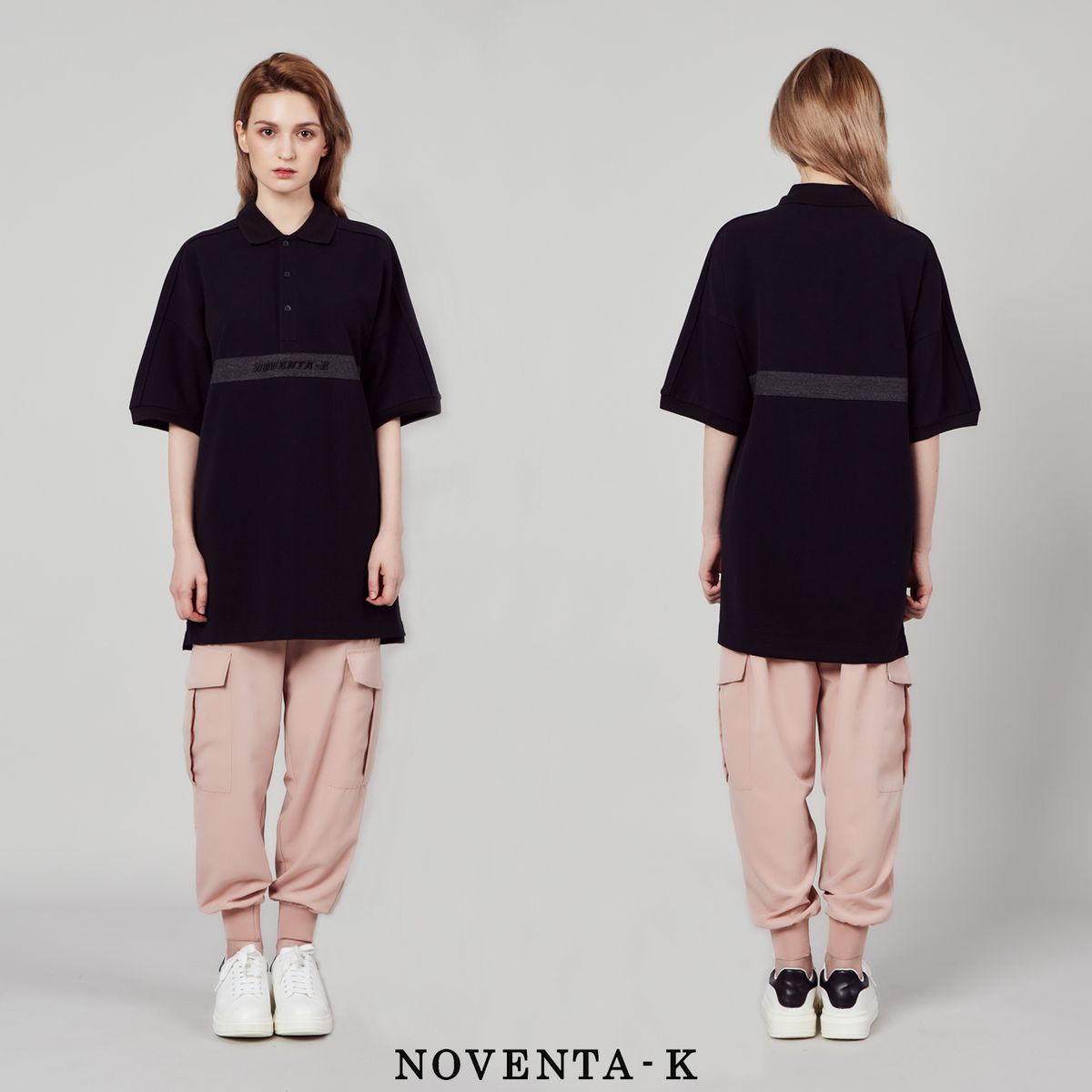 노벤타 케이(NOVENTA-K) 오버핏 피케 반팔 티셔츠 Black