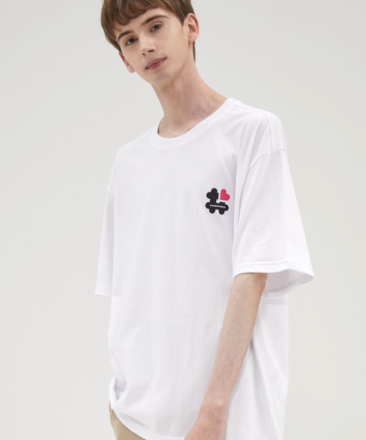 밴웍스(VANNWORKS) Hash Tags logo 오버핏 반팔 티셔츠 (VNCTS211) 화이트