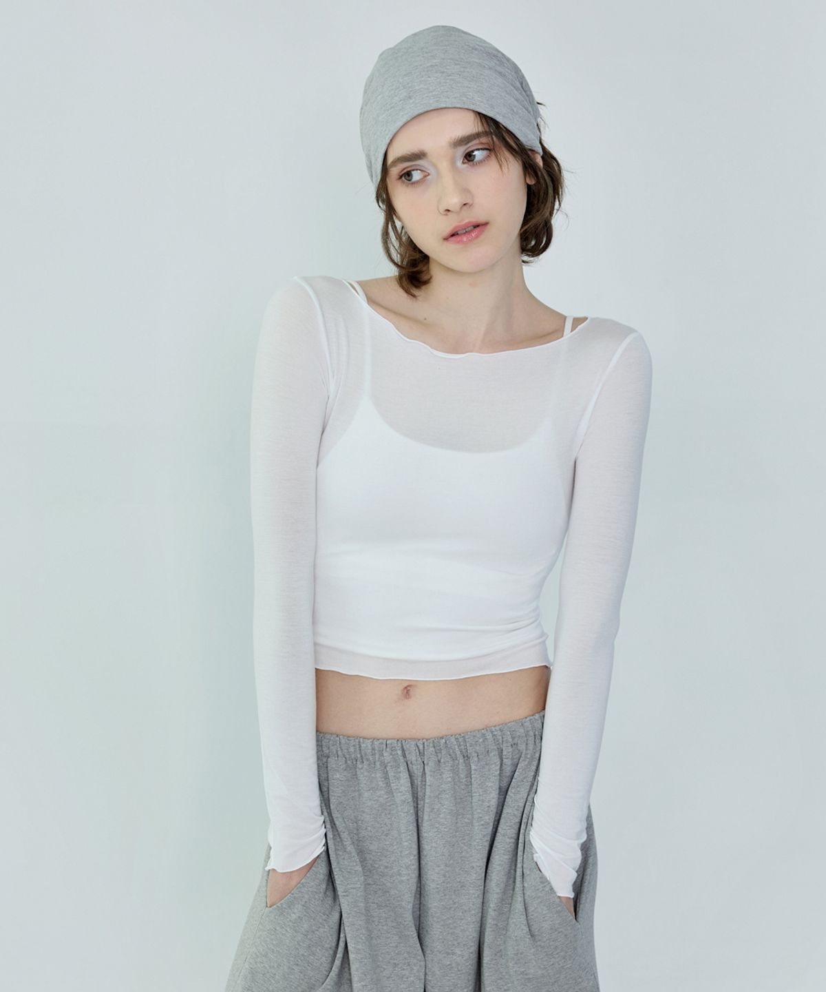 데비웨어(DEVIWEAR) 페이스 슬림 티셔츠 DEVI-T0056-화이트