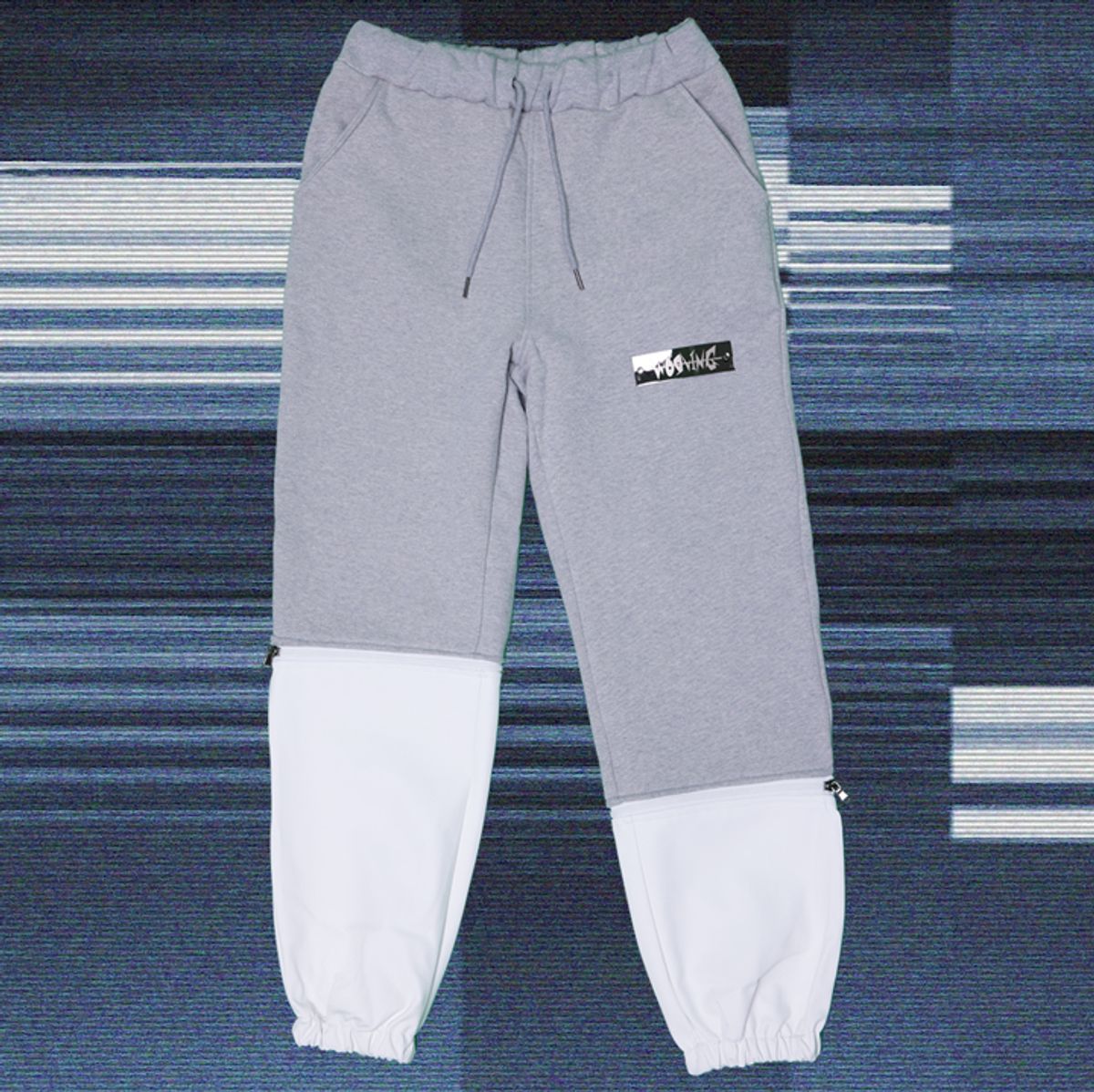 우빙(WOOVING) LEATHER COLORED SWEAT PANTS (WHITE)