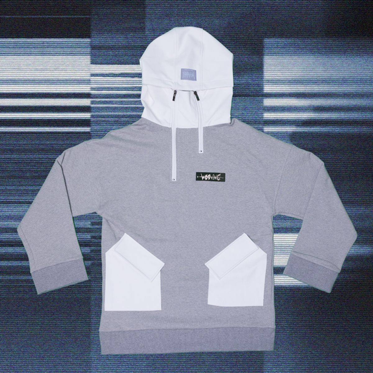 우빙(WOOVING) LEATHER COLORED HOODIE (WHITE)