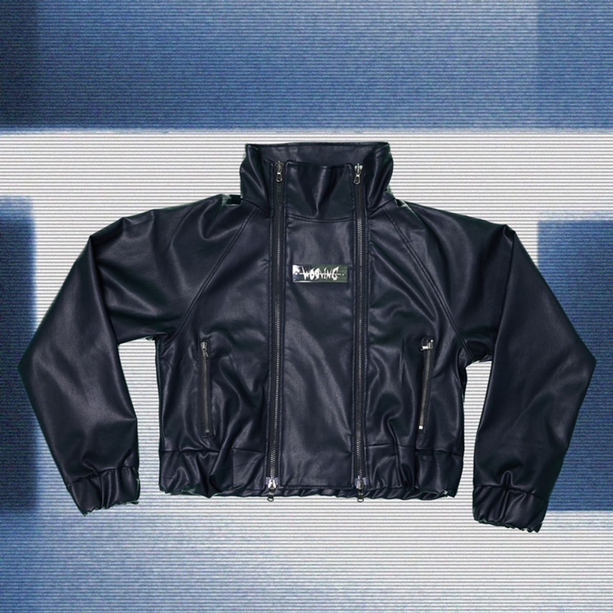 우빙(WOOVING) HIGHNECK LEATHER SHORT JACKET (BLACK)
