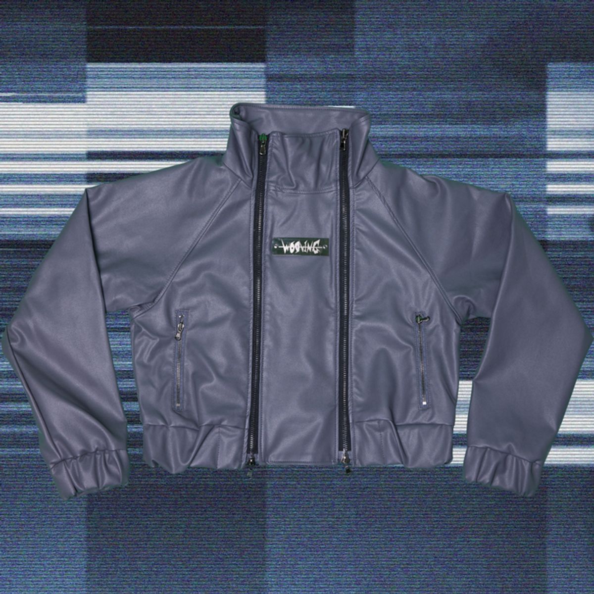 우빙(WOOVING) HIGHNECK LEATHER SHORT JACKET (GRAY)