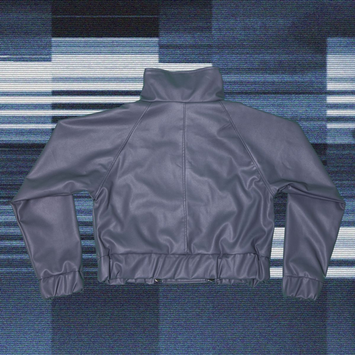 우빙(WOOVING) HIGHNECK LEATHER SHORT JACKET (GRAY)