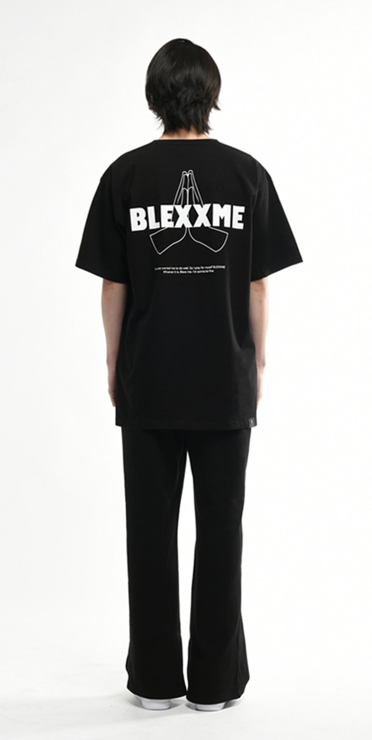 블랙스미(BLEXXME) PRAY OVERSIZE FIT SLIT T-SHIRT BLACK