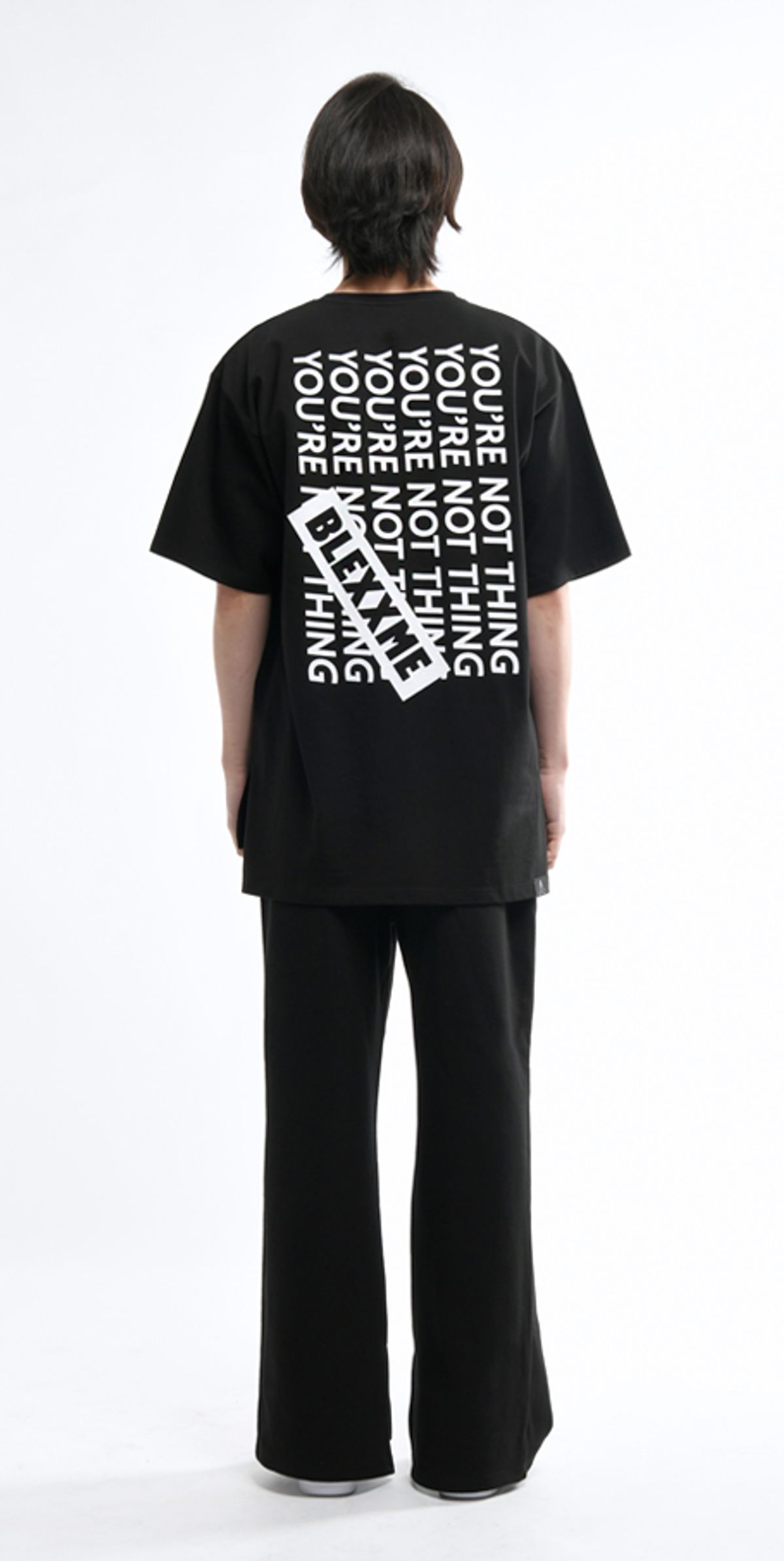 블랙스미(BLEXXME) YOU ARE NOTHING OVERSIZE FIT SLIT T-SHIRT BLACK