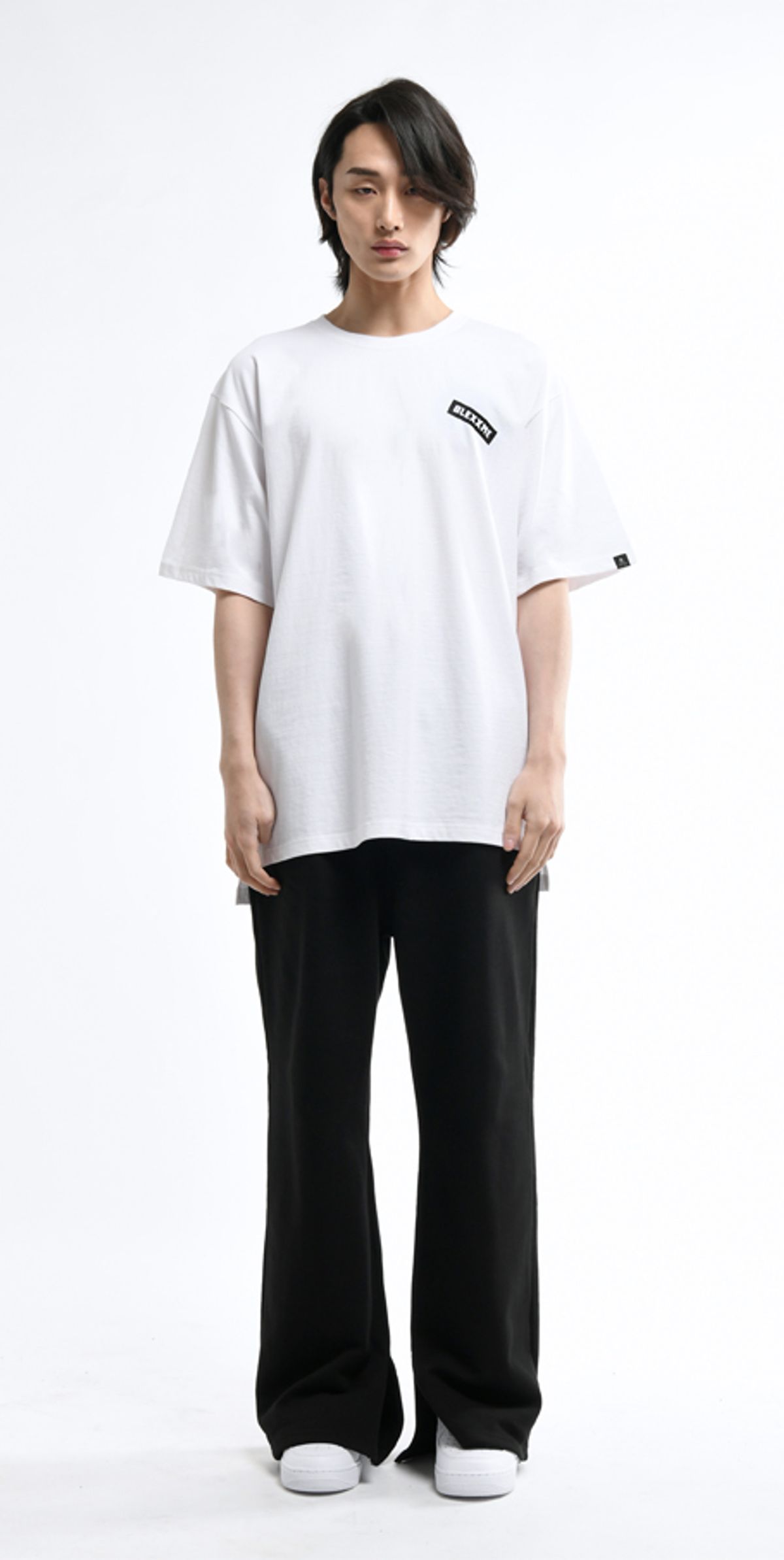 블랙스미(BLEXXME) YOU ARE NOTHING OVERSIZE FIT SLIT T-SHIRT WHITE