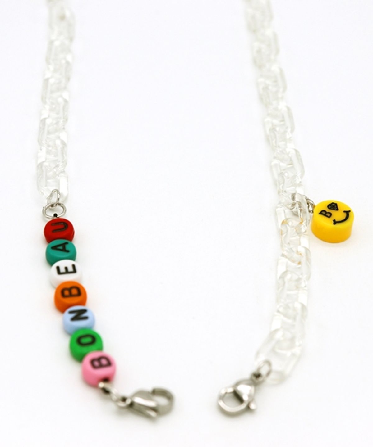 봉보(BONBEAU) Smile color initial acrylic chain mask strap 스마일 이니셜 아크릴 체인 마스크 스트랩