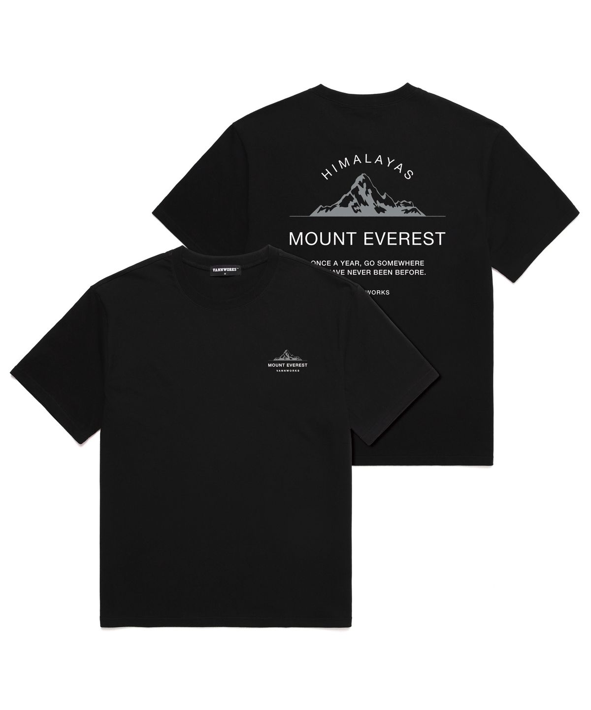 밴웍스(VANNWORKS) Mount Everert 오버핏 반팔 티셔츠 (VNCTS237) 블랙