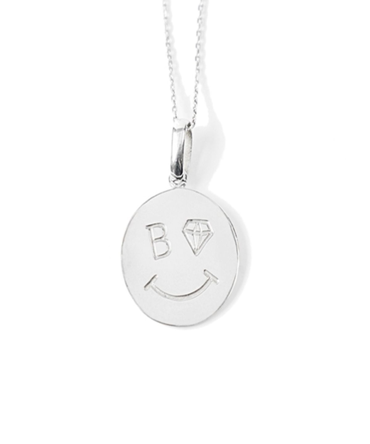 봉보(BONBEAU) Smile coin  long silver Necklace 실버 925 스마일 코인팬던트 롱 은목걸이