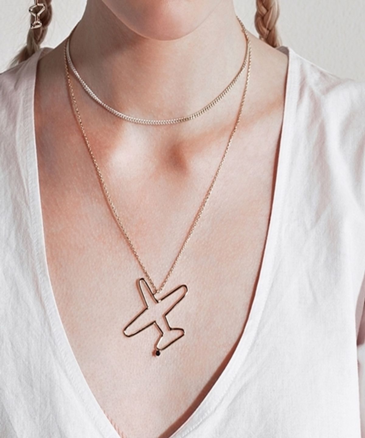 봉보(BONBEAU) Airplane gold Necklace 14k 골드 비행기 팬던트 금목걸이