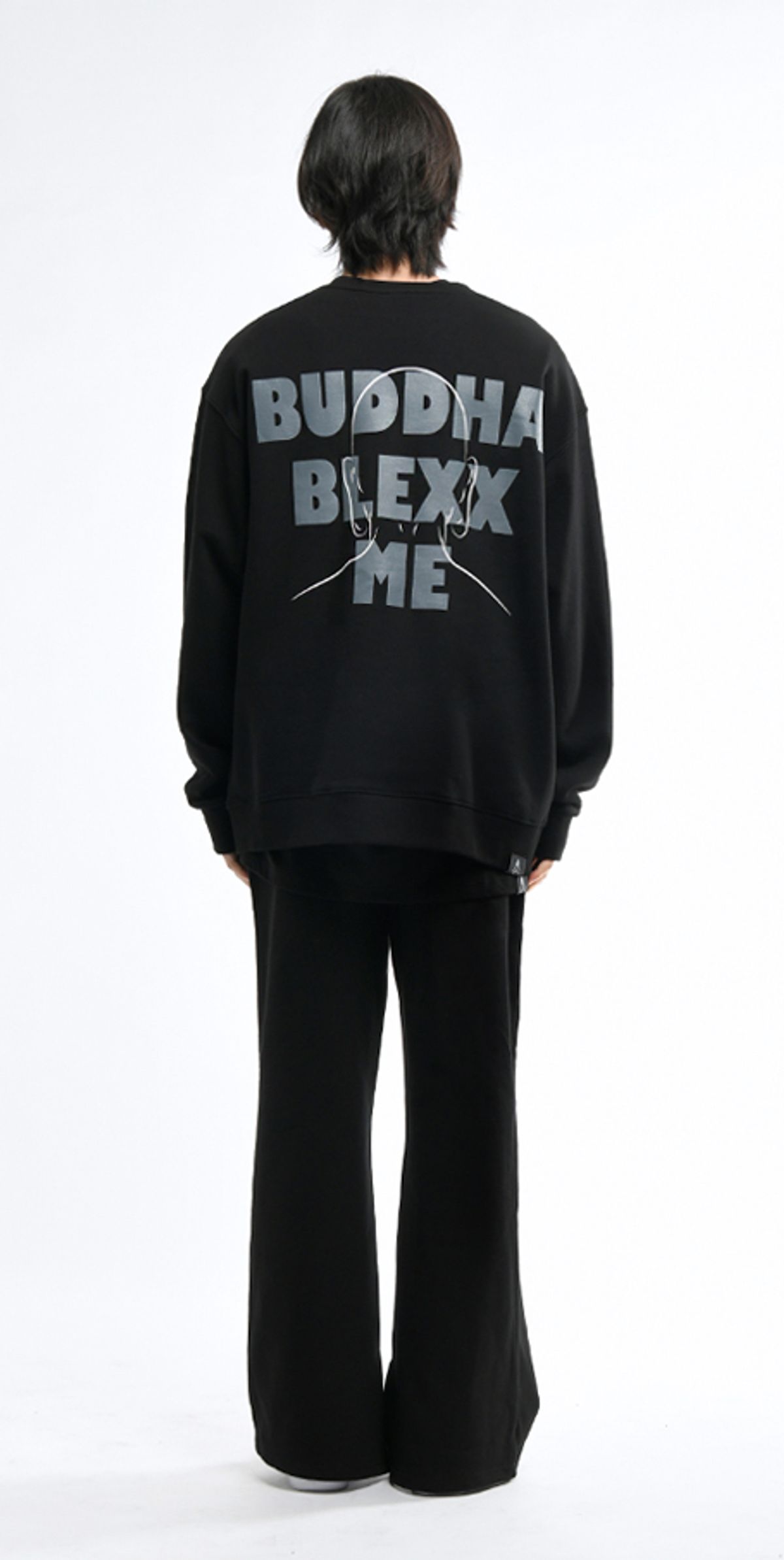 블랙스미(BLEXXME) BUDDHA OVERSIZE FIT SWEAT SHIRT BLACK