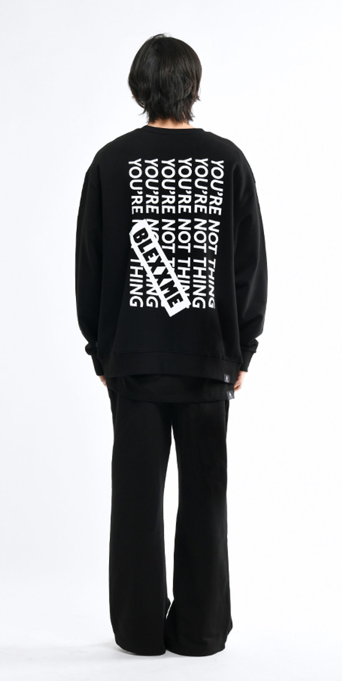 블랙스미(BLEXXME) YOU ARE NOTHING OVERSIZE FIT SWEAT SHIRT BLACK