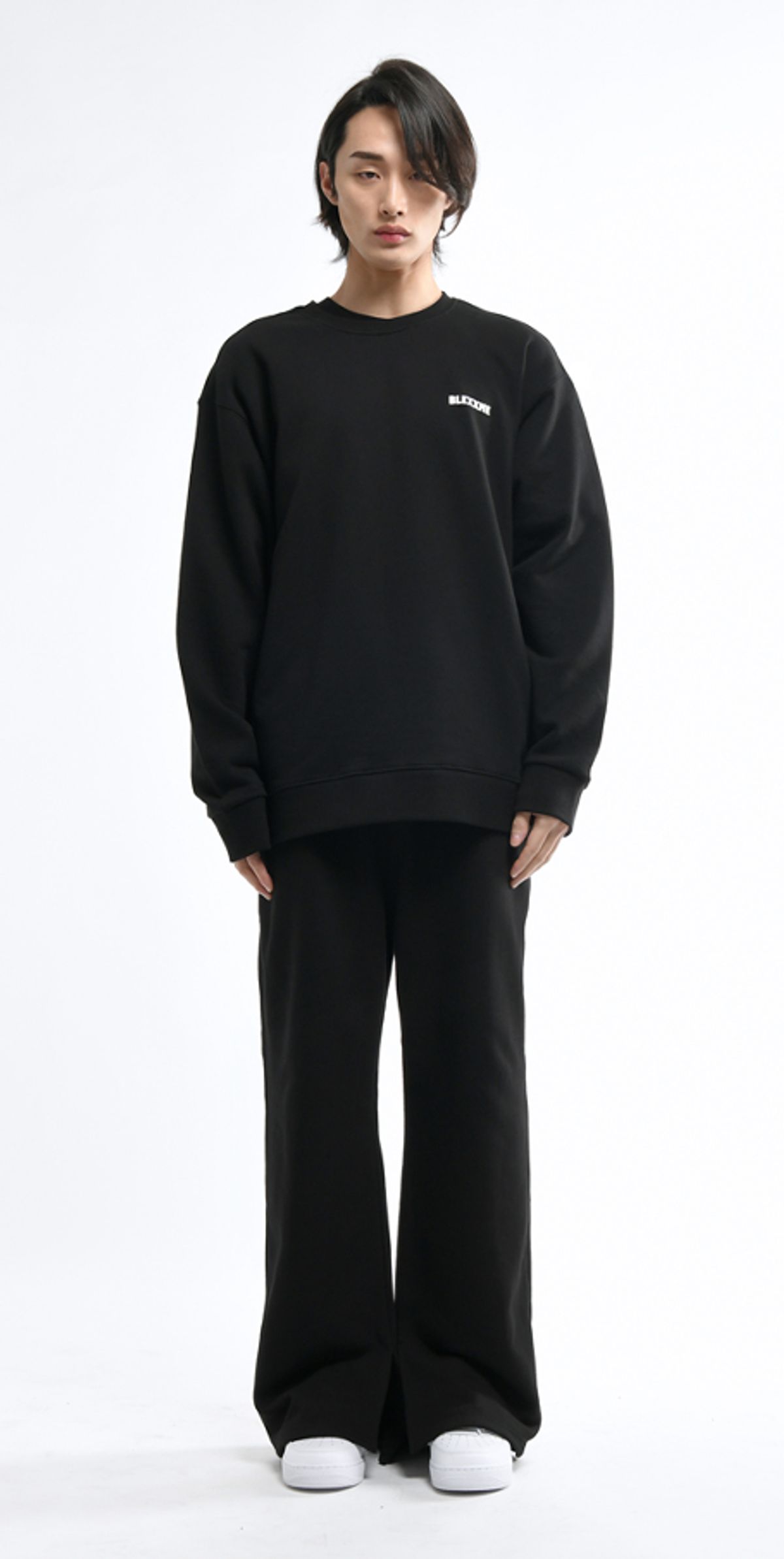 블랙스미(BLEXXME) ORIGINAL LOGO OVERSIZE FIT SWEAT SHIRT BLACK