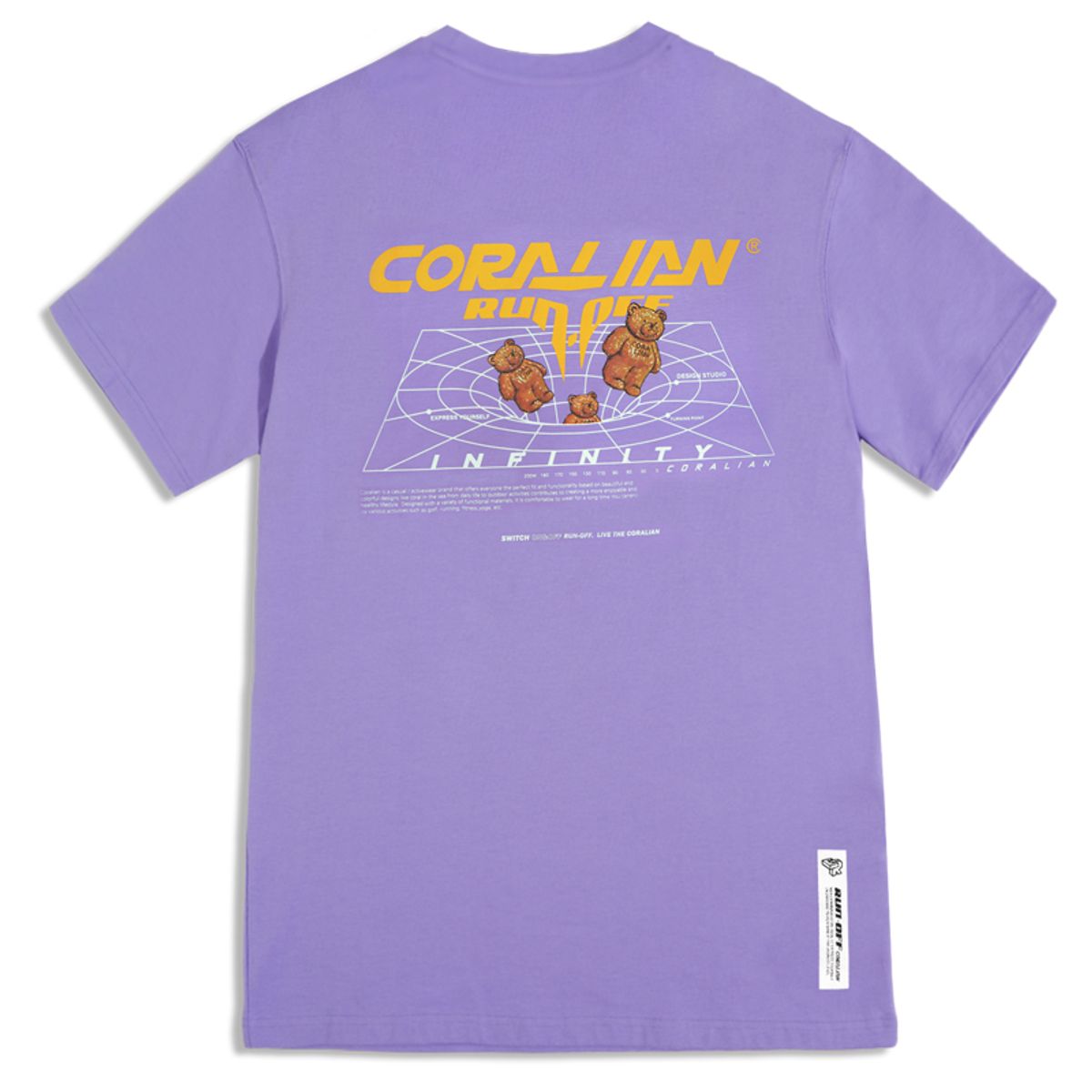 코랄리안(CORALIAN) 런오프 브라운베어 매쉬 면 반팔 티셔츠 퍼플