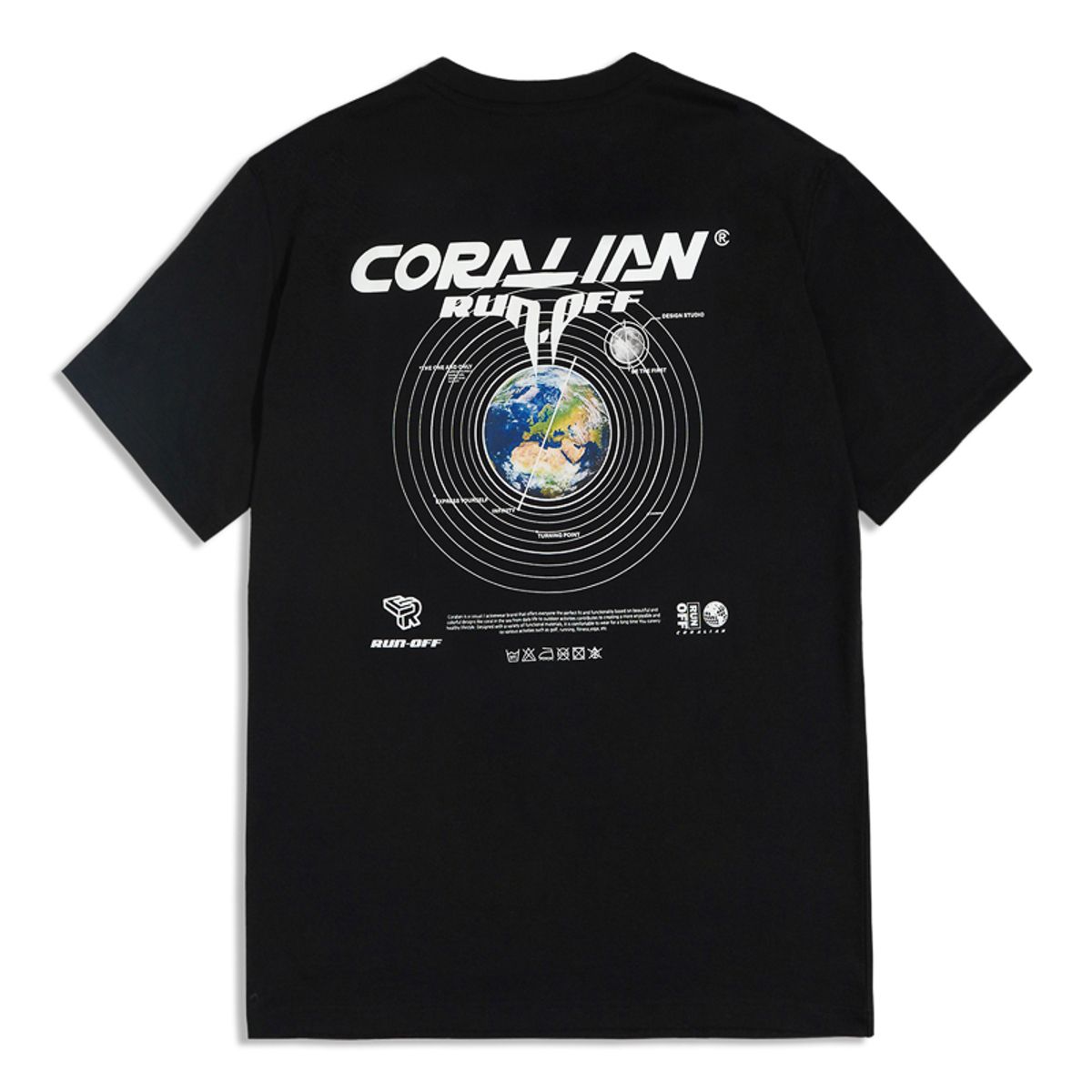 코랄리안(CORALIAN) 런오프 그래비티 매쉬 면 반팔 티셔츠 블랙
