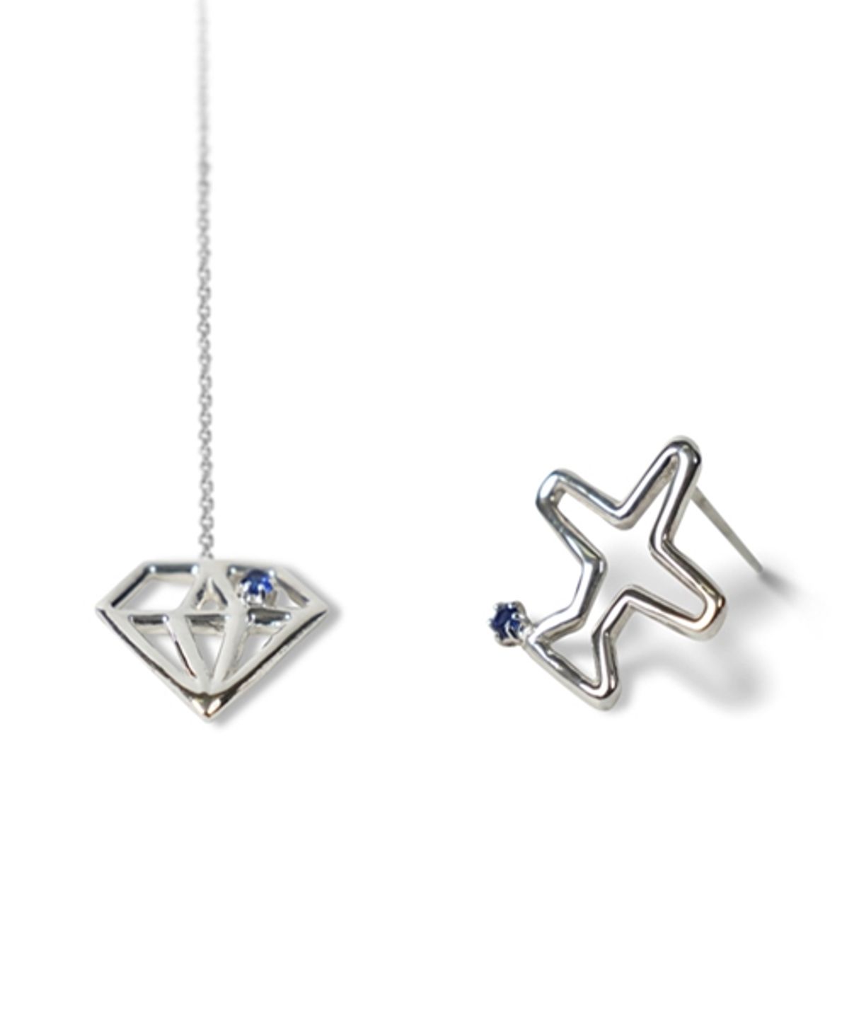 봉보(BONBEAU) Airplane dia silver Eearings set 925실버 체인 드롭 다이아 비행기 은귀걸이 세트