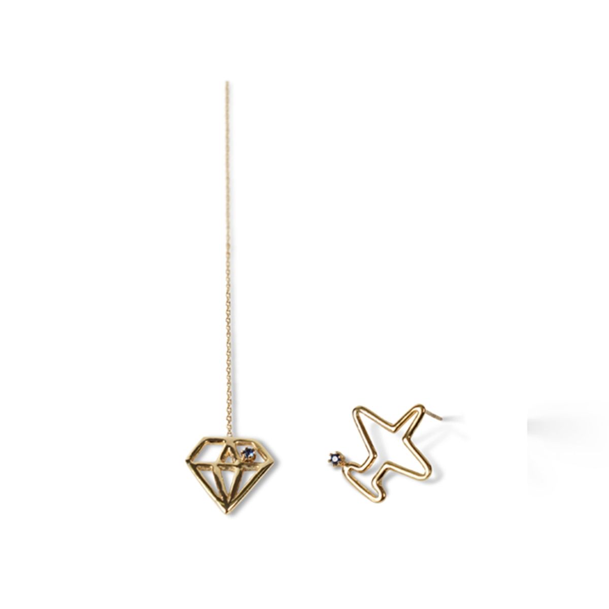 봉보(BONBEAU) Airplane dia gold Eearings set 14k 골드 다이아 드롭 비행기 금귀걸이 세트