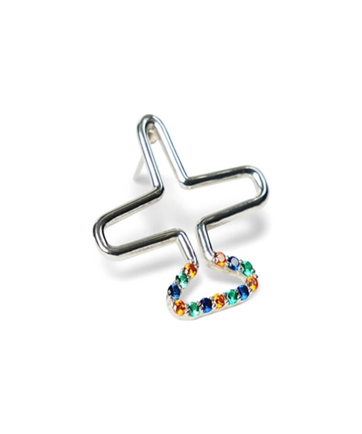 봉보(BONBEAU) Big airplane Eearings set 비행기 빅이어링 큐빅 체인 은귀걸이 세트