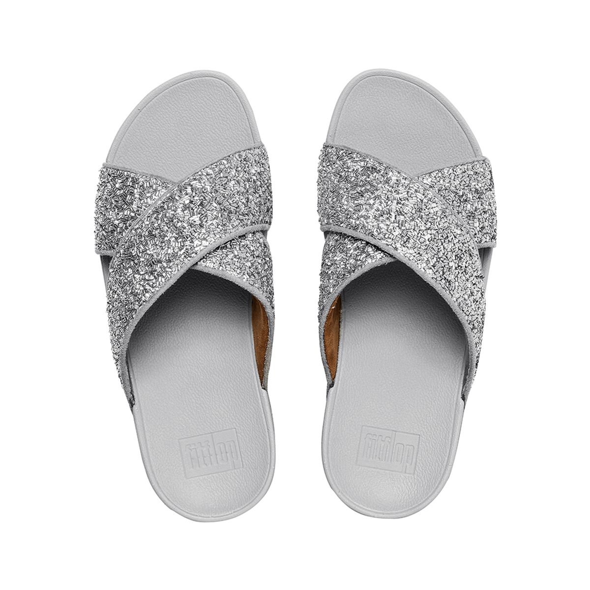 핏플랍(FITFLOP) 루루 쉬머포일 슬라이드 Silver