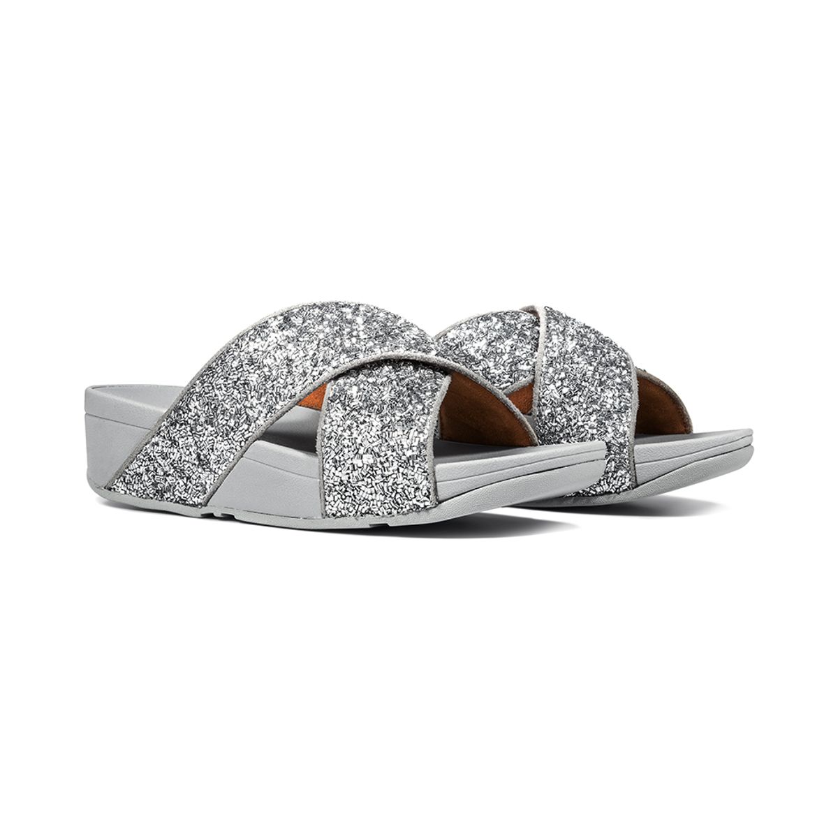핏플랍(FITFLOP) 루루 쉬머포일 슬라이드 Silver