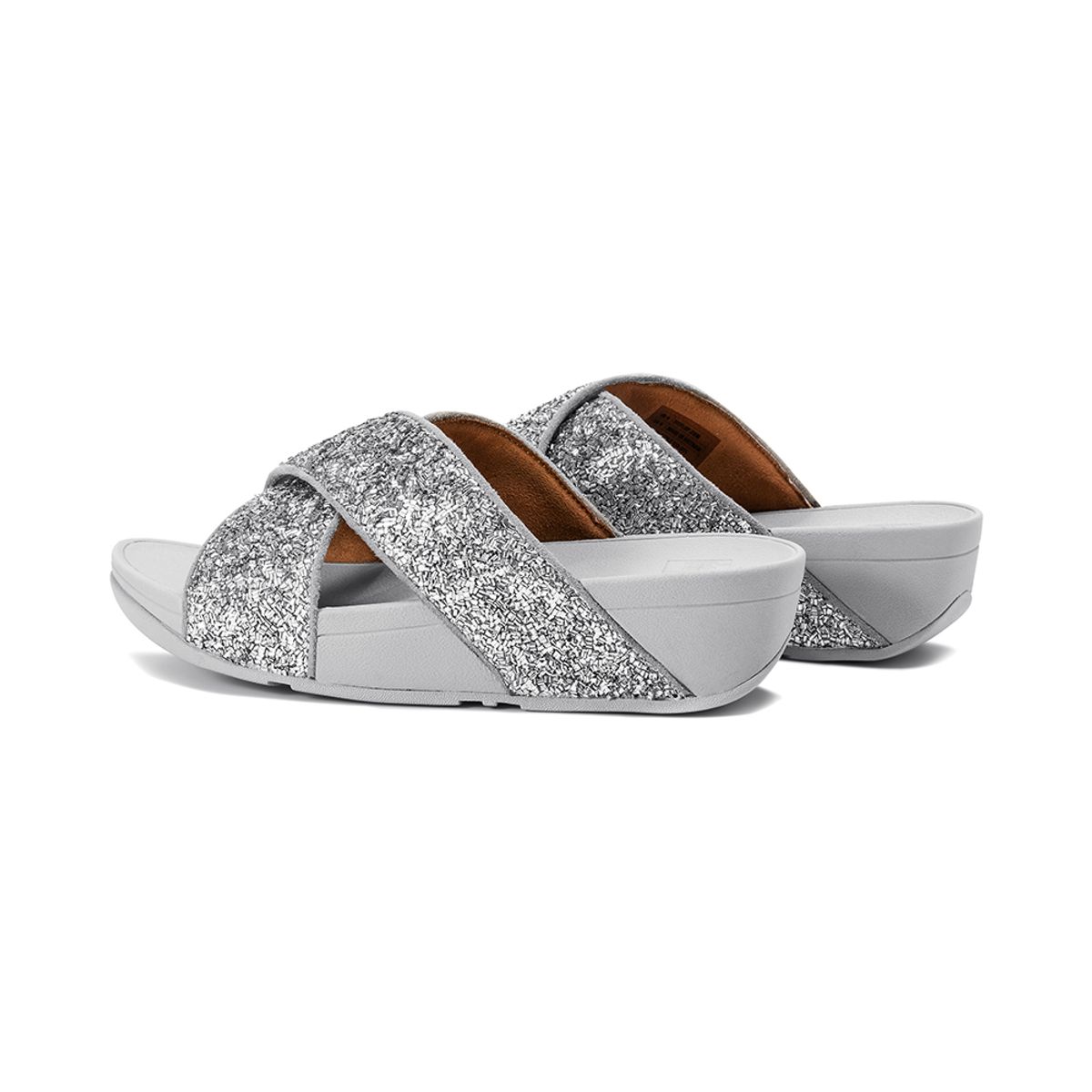핏플랍(FITFLOP) 루루 쉬머포일 슬라이드 Silver