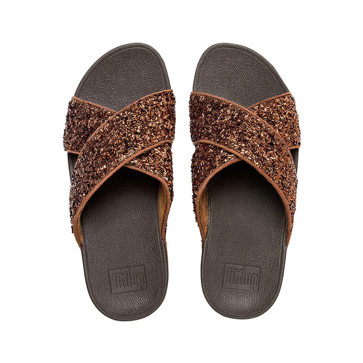 핏플랍(FITFLOP) 루루 쉬머포일 슬라이드 Bronze