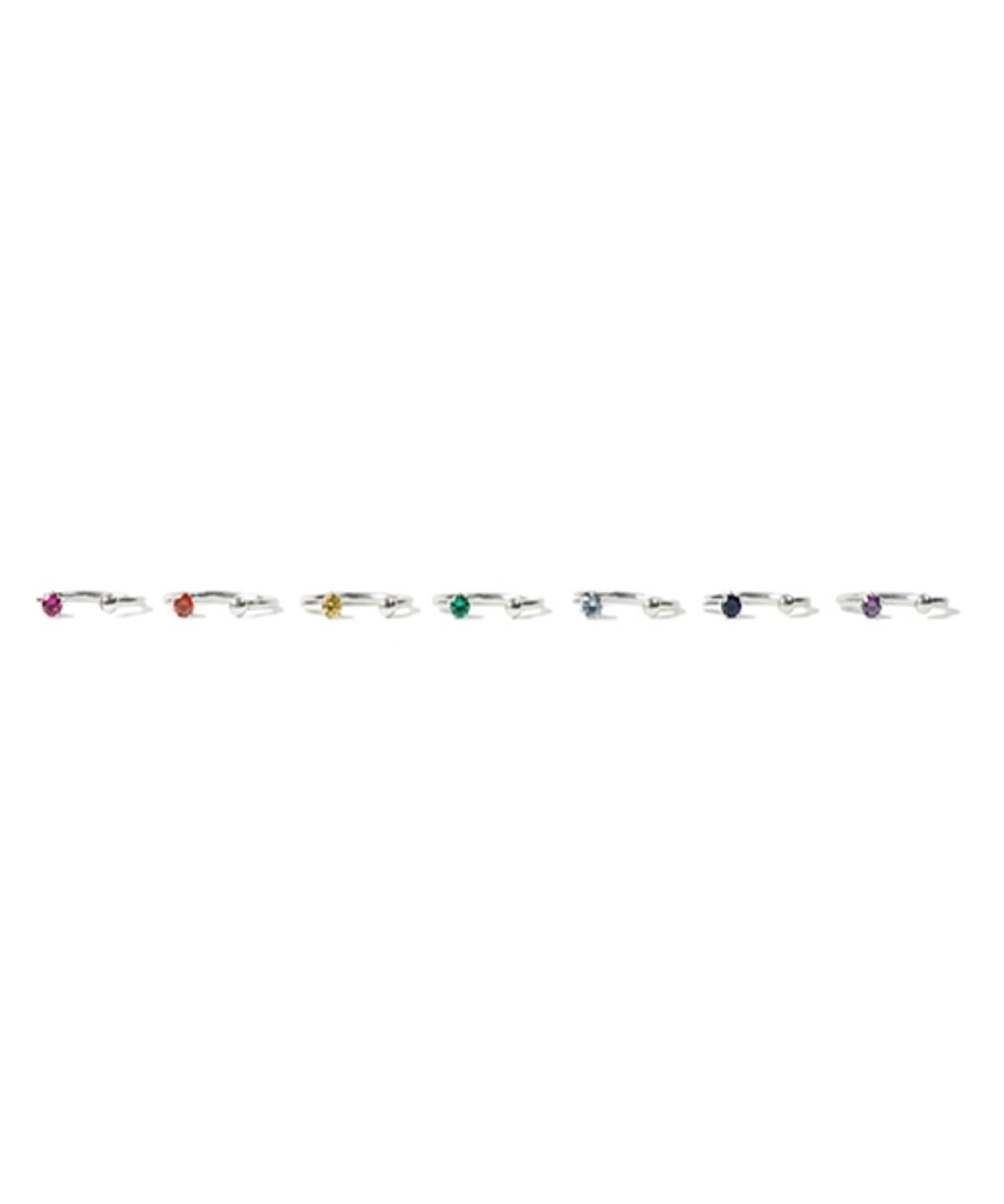 봉보(BONBEAU) Rainbow stone open ring 큐빅 레이어드 반지 7color